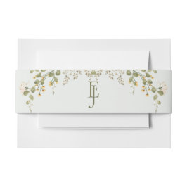 Cintas Para Invitaciones Elegante Boda de Flor Silvestre Verde
