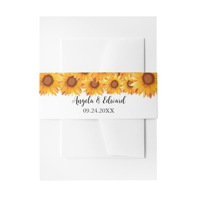 Cintas Para Invitaciones Elegante Boda de Florales de Girasol (Anverso Ejemplo)