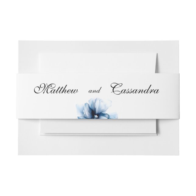 Cintas Para Invitaciones Elegante Boda de flores de la Marina Azul turquesa (Anverso Ejemplo)
