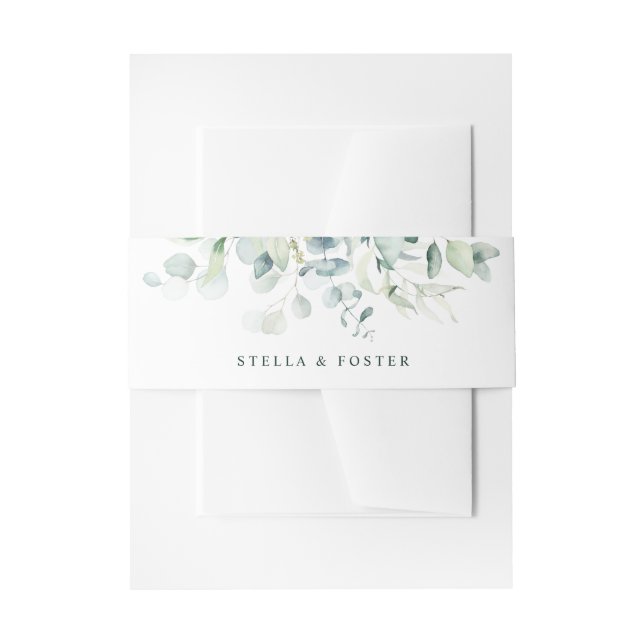Cintas Para Invitaciones Elegante Boda de follaje verde (Anverso Ejemplo)
