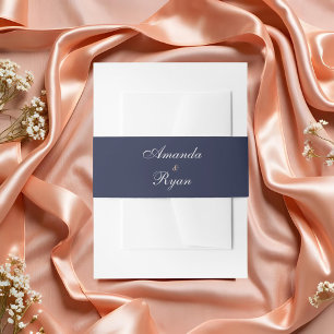 Cintas Para Invitaciones Elegante Boda de guión azul de la Marina