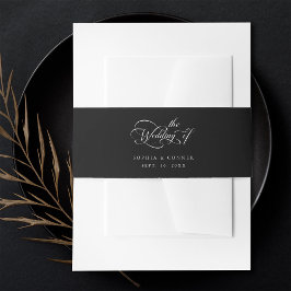 Cintas Para Invitaciones Elegante Boda de guión de caracteres negro
