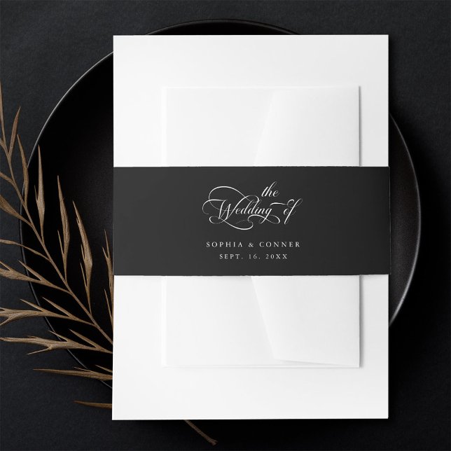 Cintas Para Invitaciones Elegante Boda de guión de caracteres negro (Subido por el creador)