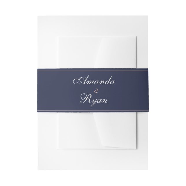 Cintas Para Invitaciones Elegante Boda de guiones azules de medianoche (Anverso Ejemplo)