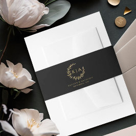 Cintas Para Invitaciones Elegante Boda de guirnaldas de monograma negro y o