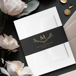 Cintas Para Invitaciones Elegante Boda de guirnaldas de monograma negro y o