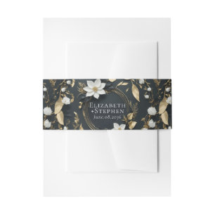 Cintas Para Invitaciones Elegante Boda de guirnaldas florales en blanco neg
