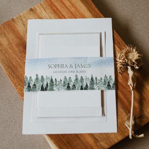 Cintas Para Invitaciones Elegante Boda de Invierno con Pinos Verdes Nevados