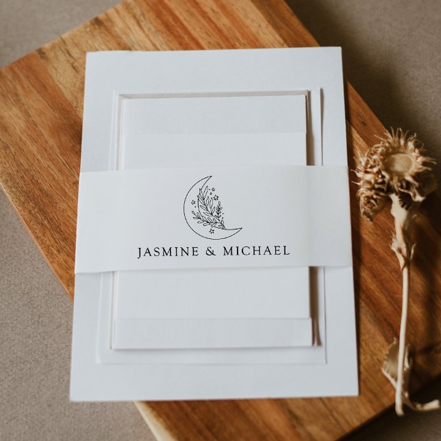 Cintas Para Invitaciones Elegante Boda de la Luna Botánica y las Estrellas (Subido por el creador)