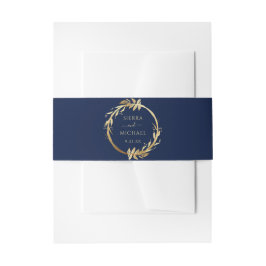 Cintas Para Invitaciones Elegante Boda de la Marina Azul de Oro