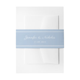 Cintas Para Invitaciones Elegante Boda de Letra Script Azul Polvo