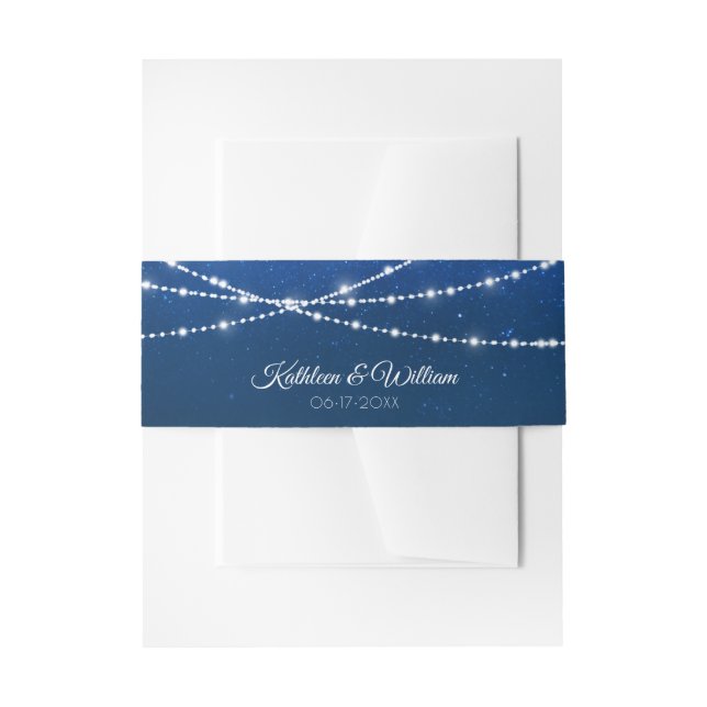 Cintas Para Invitaciones Elegante Boda de luces de cadena azul y plateada (Anverso Ejemplo)
