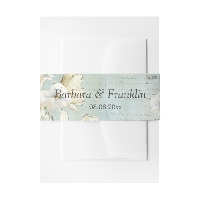 Cintas Para Invitaciones Elegante Boda de margarita blanca (Anverso Ejemplo)