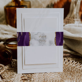 Cintas Para Invitaciones Elegante boda de mármol de ónix púrpura y oro