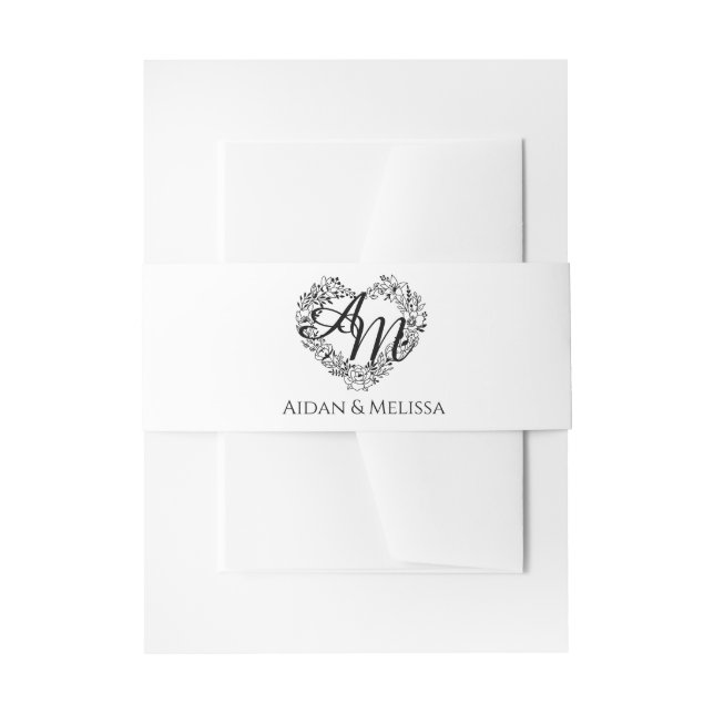Cintas Para Invitaciones Elegante Boda de Monograma (Anverso Ejemplo)
