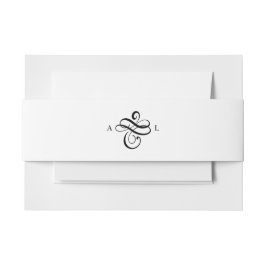 Cintas Para Invitaciones Elegante Boda de monograma clásico de escritura fo