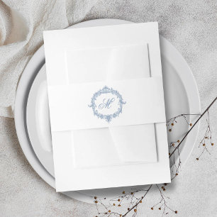 Cintas Para Invitaciones Elegante Boda de Monograma con Toile Azul Vintage
