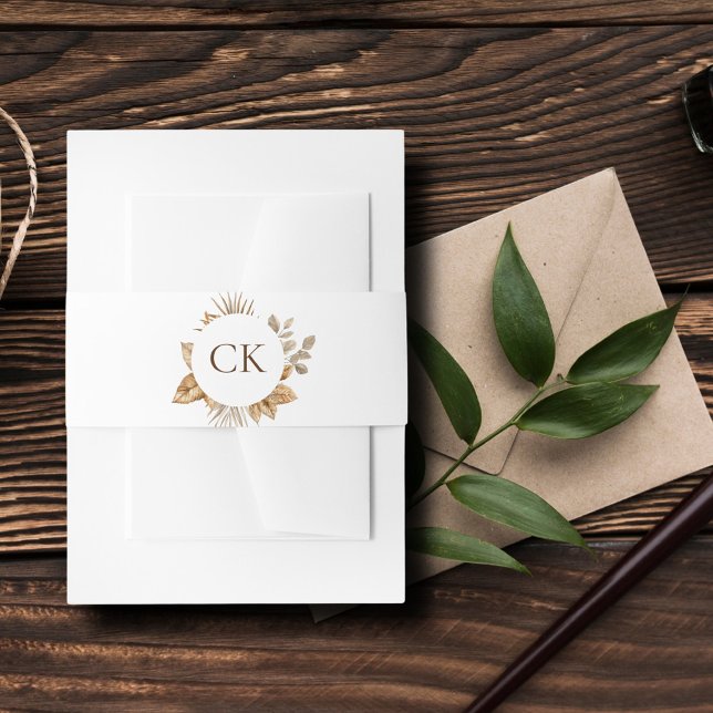 Cintas Para Invitaciones Elegante Boda de Monograma Floral Neutral Boho (Subido por el creador)