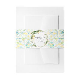 Cintas Para Invitaciones Elegante Boda de Monograma Mediterráneo de acuarel