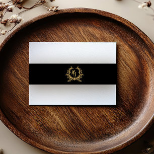 Cintas Para Invitaciones Elegante Boda de Monograma Negro/Oro