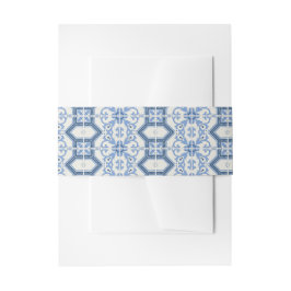 Cintas Para Invitaciones Elegante Boda de mosaico griego azul