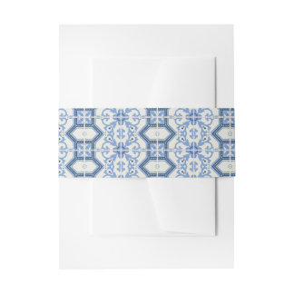 Cintas Para Invitaciones Elegante Boda de mosaico griego azul