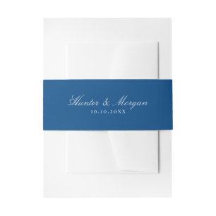 Cintas Para Invitaciones Elegante Boda de Nombres de Guiones Azules de la M