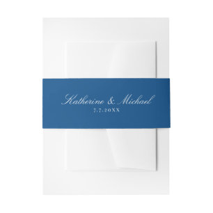 Cintas Para Invitaciones Elegante Boda de Nombres de Guiones Azules de la M