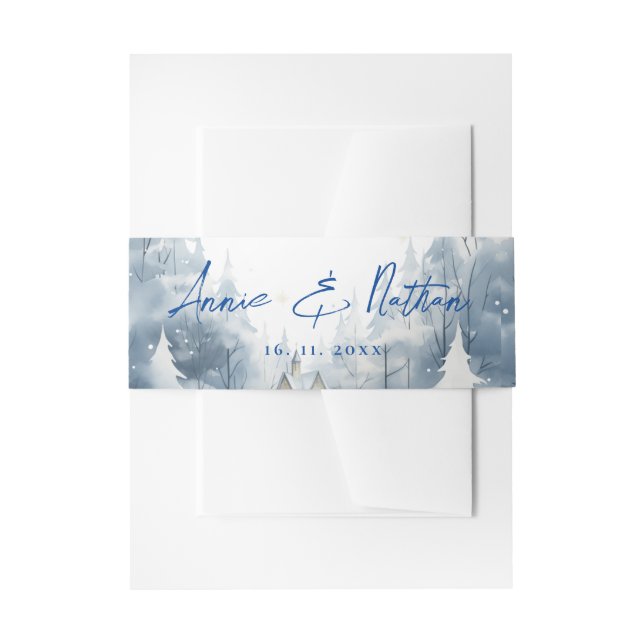 Cintas Para Invitaciones Elegante Boda de paisajes de invierno nevado (Anverso Ejemplo)