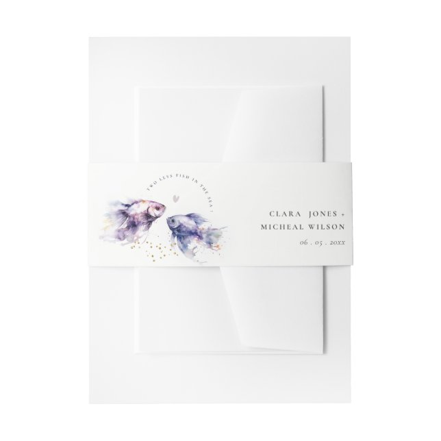 Cintas Para Invitaciones Elegante Boda de Pescado Costero Lilac (Anverso Ejemplo)