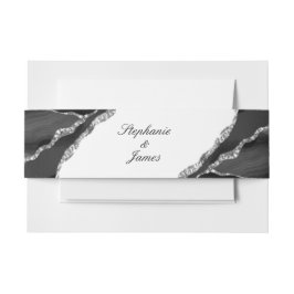 Cintas Para Invitaciones Elegante boda de plata negra con ágata
