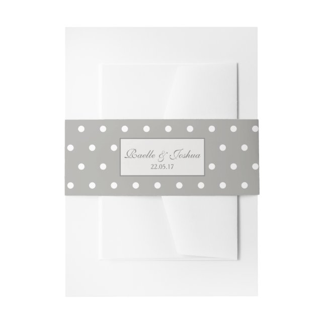 Cintas Para Invitaciones Elegante Boda de puntos de Polka Blanco Gris (Anverso Ejemplo)