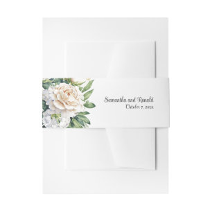 Cintas Para Invitaciones Elegante Boda de rosas blancas y peones