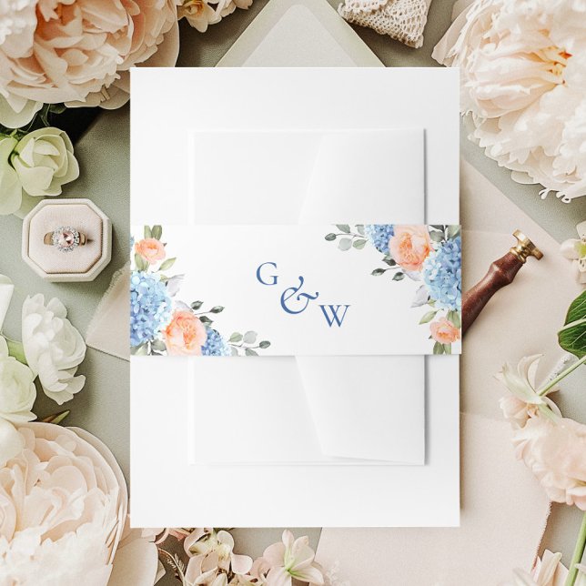 Cintas Para Invitaciones Elegante Boda de rosas rosadas de Rubor Hydrangea  (Subido por el creador)