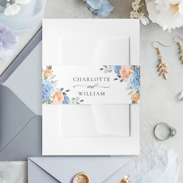 Cintas Para Invitaciones Elegante Boda de rosas rosadas de Rubor Hydrangea  (Subido por el creador)