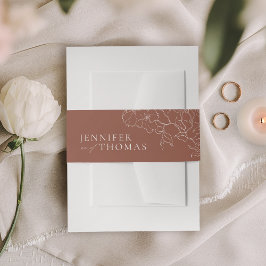 Cintas Para Invitaciones Elegante boda de terracota floral dibujado a mano