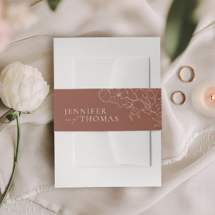 Cintas Para Invitaciones Elegante boda de terracota floral dibujado a mano