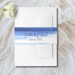 Cintas Para Invitaciones Elegante Boda de Trazos de Pintura Acuarela Azul M
