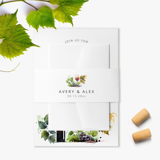 Cintas Para Invitaciones Elegante Boda de viña con acuarela temática vitíco (Subido por el creador)