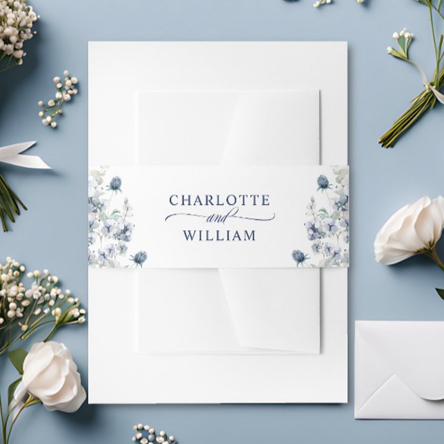 Cintas Para Invitaciones Elegante Boda del Foliage de Invierno Azul Dusty (Subido por el creador)