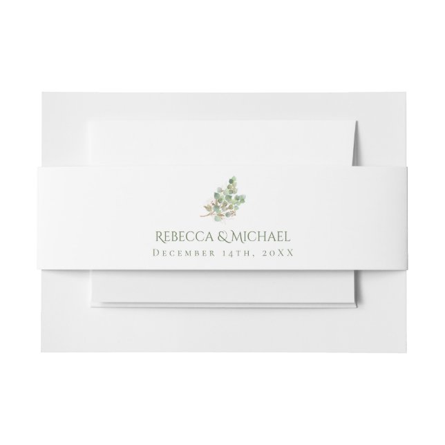 Cintas Para Invitaciones Elegante Boda del follaje de la hoja de eucalipto (Anverso Ejemplo)
