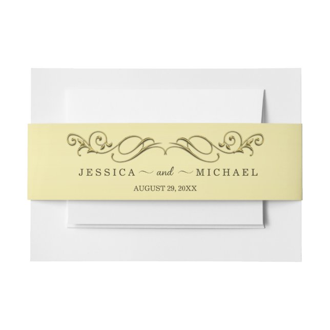 Cintas Para Invitaciones Elegante boda del Ornate Gold de lujo (Anverso Ejemplo)