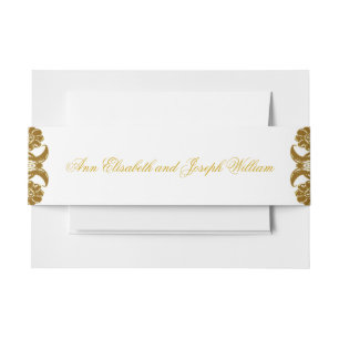 Cintas Para Invitaciones Elegante Boda dorado floral Wraparound