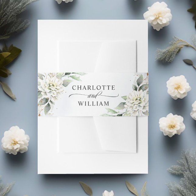 Cintas Para Invitaciones Elegante Boda Dusty Blue Floral Greeneration (Subido por el creador)