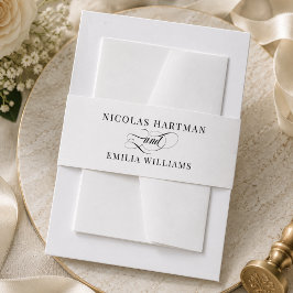 Cintas Para Invitaciones Elegante Boda en Blanco y Negro