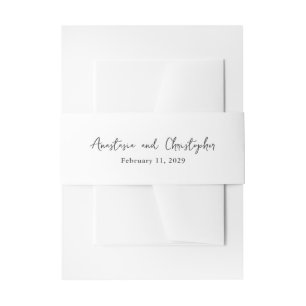 Cintas Para Invitaciones Elegante Boda en Blanco y Negro Limpio