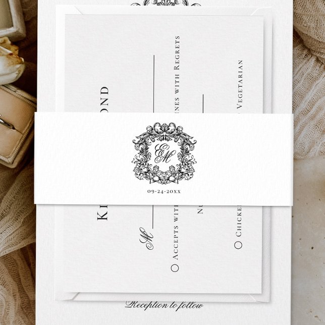 Cintas Para Invitaciones Elegante Boda Escudo Monograma (Subido por el creador)