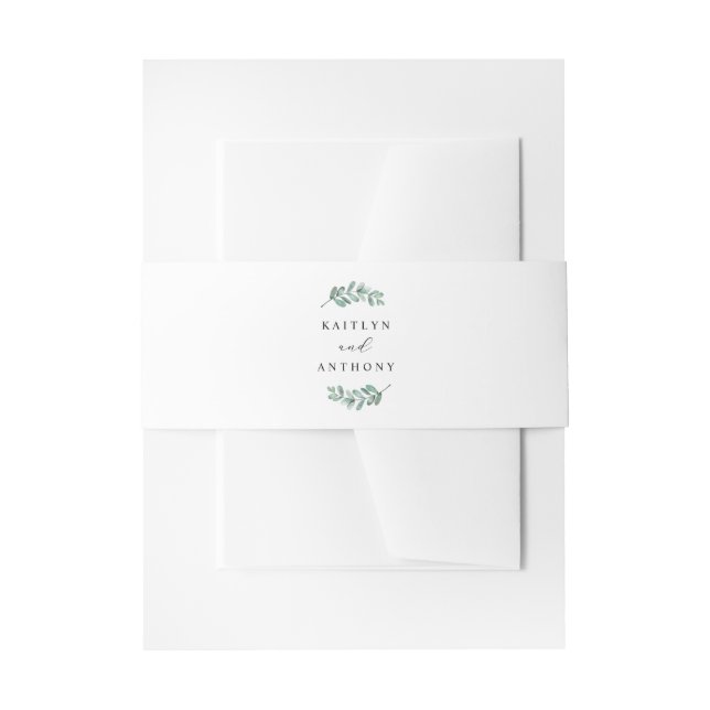 Cintas Para Invitaciones Elegante Boda Eucalyptus (Anverso Ejemplo)