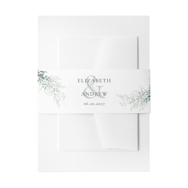 Cintas Para Invitaciones Elegante Boda Eucalyptus Boho (Anverso Ejemplo)
