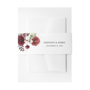 Cintas Para Invitaciones Elegante Boda Floral Acuarela Burgundy